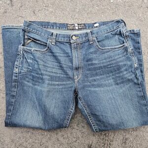 Ariat Jeans Men 40x30 Blue Rebar M5 Boot Cut Straight Denim Rodeo Workwear Faded
